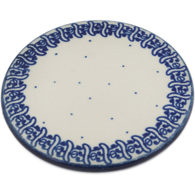 Polish Pottery Coaster Blue Polka Dot