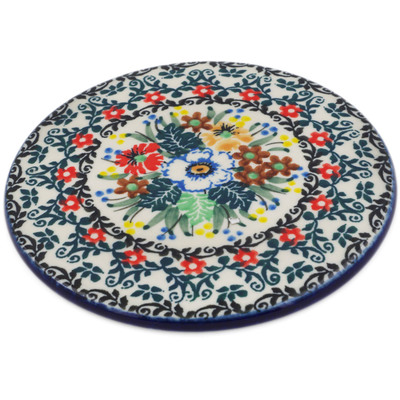 Polish Pottery Coaster Delightful Motif UNIKAT