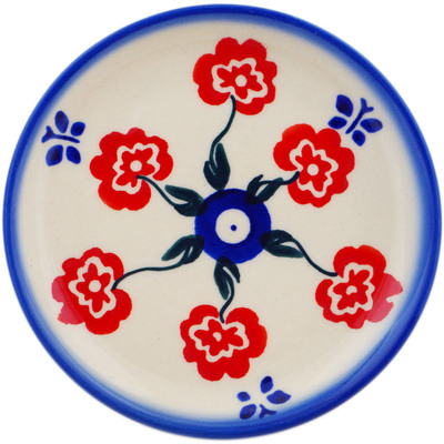 Polish Pottery Coaster Plate Blue Eye Spring