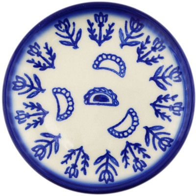Polish Pottery Coaster Plate Blue Pierogi