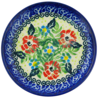 Polish Pottery Coaster Plate Painted Blossoms