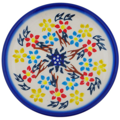 Polish Pottery Coaster Plate Spring Flower Ring