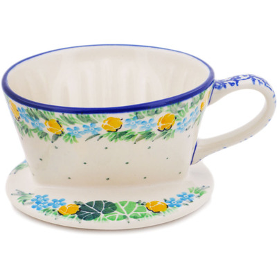 Polish Pottery Coffee Filter 5&quot; Spring Pond UNIKAT