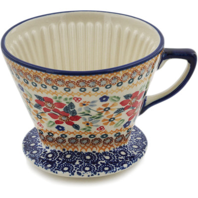 Polish Pottery Coffee Filter 6&quot; Summer Bouquet UNIKAT