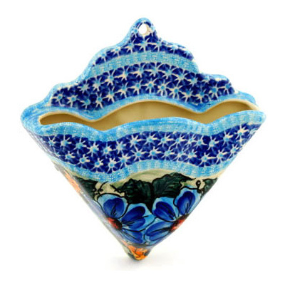 Polish Pottery Coffee Filter Holder 8&quot; Corn In The Blue UNIKAT