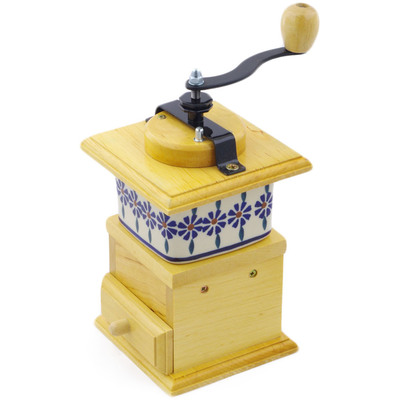 Polish Pottery Coffee Grinder 8&quot; Peacock