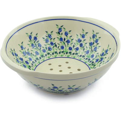 Polish Pottery Colander 10&quot; Blue Dream