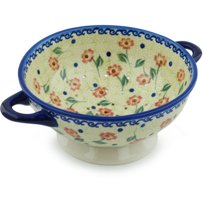 Polish Pottery Colander 10&quot; Garden Tapestry