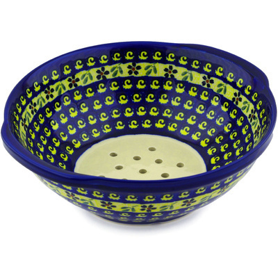 Polish Pottery Colander 10&quot; Stargazer Fields