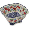 Polish Pottery Colander 7&quot; Red Flower Meadow