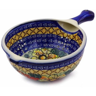 Polish Pottery Colander 8-inch Colorful Bouquet UNIKAT