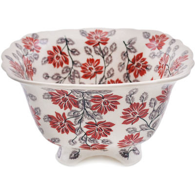 Polish Pottery Colander 9&quot; Bold Blooms UNIKAT