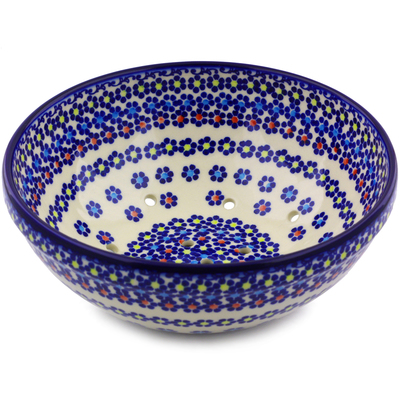 Polish Pottery Colander 9" Pansy Plenty