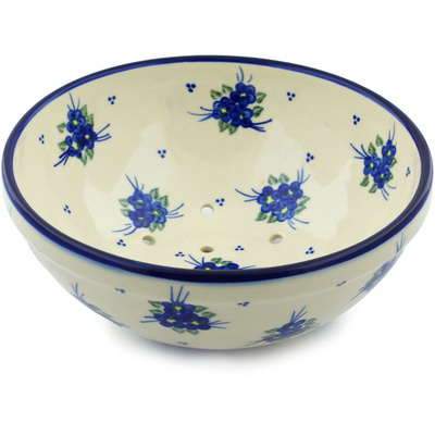 Polish Pottery Colander 9&quot; Poppy Triad