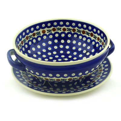 Polish Pottery Colander with Plate 10&quot; Mosquito