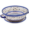 Polish Pottery Colander with Plate 11&quot; Abstract Eruption UNIKAT