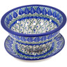 Polish Pottery Colander with Plate 8&quot; Blue Alpine