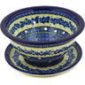 Polish Pottery Colander with Plate 8&quot; Blue Bud Sea