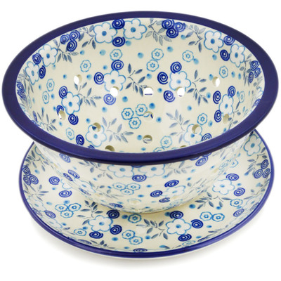 Polish Pottery Colander with Plate 8&quot; Bright Day