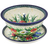 Polish Pottery Colander with Plate 8&quot; Canna Lily Elegance UNIKAT