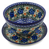 Polish Pottery Colander with Plate 8&quot; Cobblestone Garden