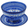 Polish Pottery Colander with Plate 8&quot; Dreams In Blue UNIKAT