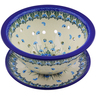 Polish Pottery Colander with Plate 8&quot; Forget Me Not UNIKAT