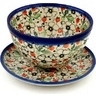 Polish Pottery Colander with Plate 8&quot; Strawberry Fields Forever UNIKAT
