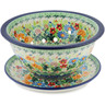 Polish Pottery Colander with Plate 8" UNIKAT