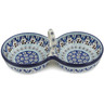 Polish Pottery Condiment Dish 10" Blue Ice
