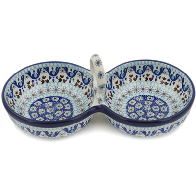 Polish Pottery Condiment Dish 10&quot; Blue Ice