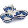 Polish Pottery Condiment Dish 10&quot; Blue Rose