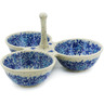 Polish Pottery Condiment Dish 10&quot; Delicate Blue UNIKAT