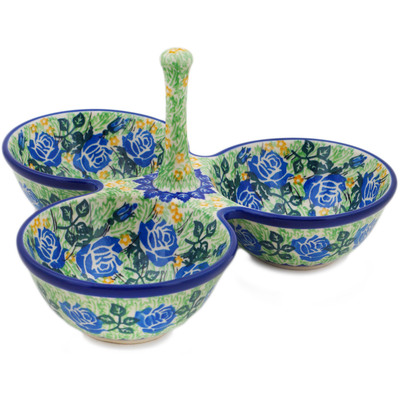 Polish Pottery Condiment Dish 10&quot; English Rose UNIKAT
