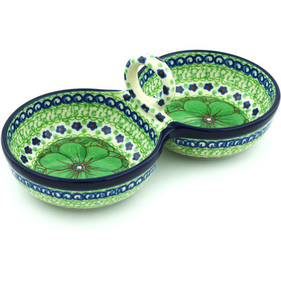 Polish Pottery Condiment Dish 10&quot; Key Lime Dreams UNIKAT