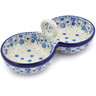 Polish Pottery Condiment Dish 10&quot; White Pansy