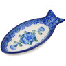Polish Pottery Condiment Dish 4&quot; Blue Poppies