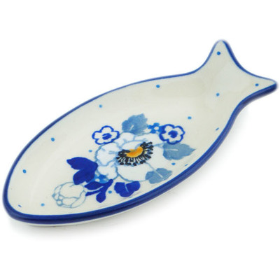 Polish Pottery Condiment Dish 4&quot; Blue Spring Blue