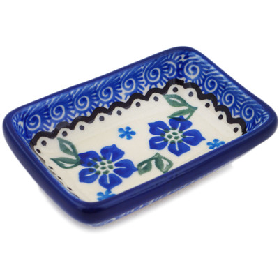 Polish Pottery Condiment Dish 4&quot; Vinca Wreath