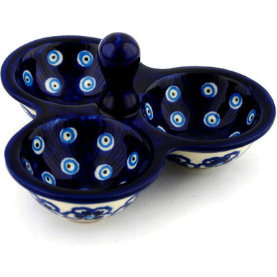 Polish Pottery Condiment Dish 5&quot; Aloha Blue