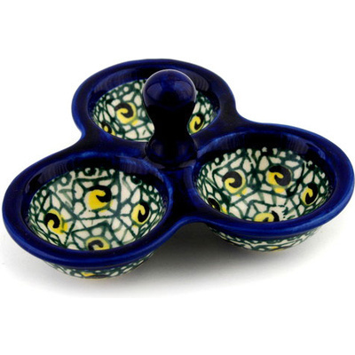Polish Pottery Condiment Dish 5" Avocado