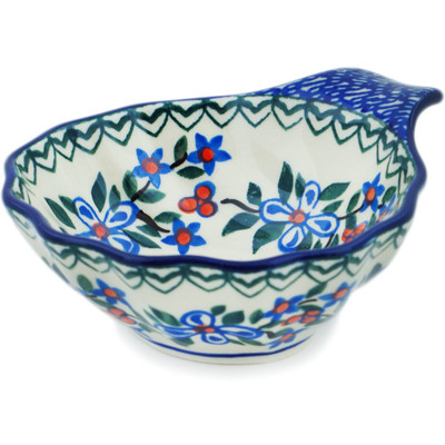 Polish Pottery Condiment Dish 5&quot; Azure Blooms