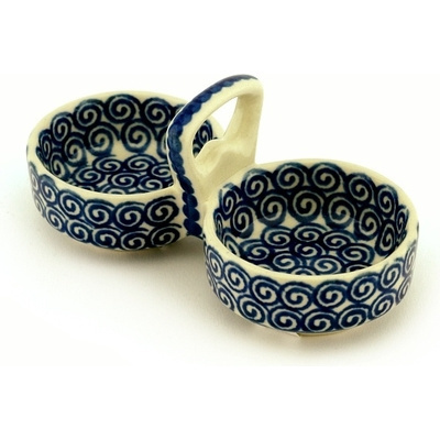 Polish Pottery Condiment Dish 5&quot; Baltic Blue
