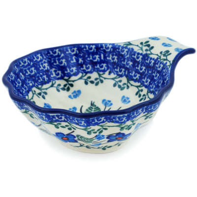Polish Pottery Condiment Dish 5&quot; Blue Blossom