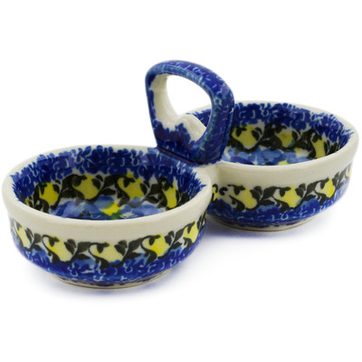 Polish Pottery Condiment Dish 5&quot; Deep Blue UNIKAT