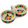 Polish Pottery Condiment Dish 5&quot; Floral Puzzles UNIKAT