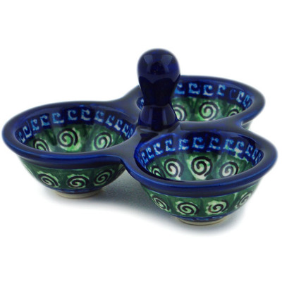 Polish Pottery Condiment Dish 5&quot; Harlequin UNIKAT