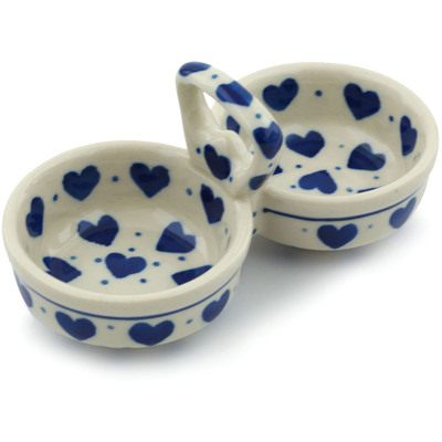 Polish Pottery Condiment Dish 5&quot; Hearts Delight