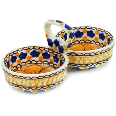 Polish Pottery Condiment Dish 5&quot; Marigold Dreams UNIKAT