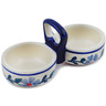 Polish Pottery Condiment Dish 5&quot; Peacock Forget-me-not